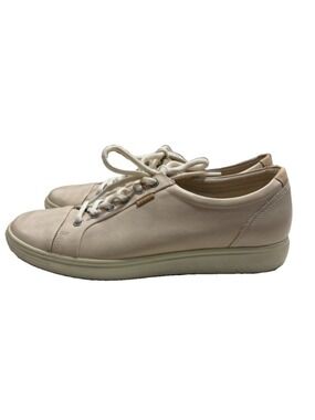 ECCO Soft 7 Women’s Leather Lace Up Sneakers Beige Nude EU 42 US 11 Extra Width